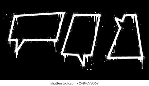 Set of Spray painted graffiti Speech bubble. isolated on black background. vector illustration