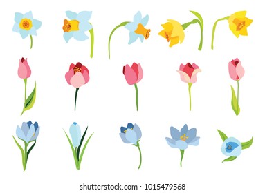 Set of spring april flowers for Happy Easter decoration