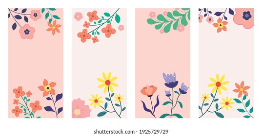Set of spring background with copy space for text. Usable for Banners, posters, cover design templates, social media stories wallpapers.
