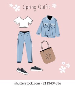 set of spring clothes vector illustration