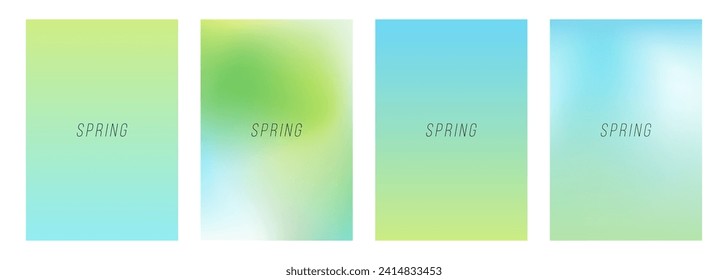 Set of Spring color backgrounds with soft color gradients and blurred effect for Springtime season creative graphic design. Vector illustration.