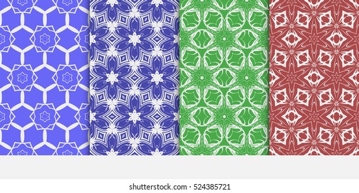 set of spring color decorative floral background. seamless vector pattern. for invitation, wallpaper, textile. red, blue, green