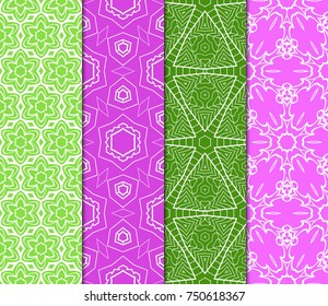 set of spring color floral geometric seamless pattern. vector illustration. for design, card, wallpaper, invitation