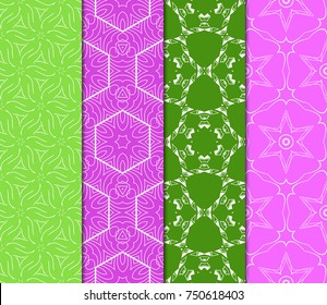 set of spring color floral geometric seamless pattern. vector illustration. for design, card, wallpaper, invitation