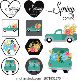 Set spring is coming, vector illustration