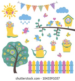 Set of the spring cute icons