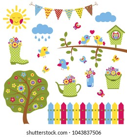 Set of the spring cute icons