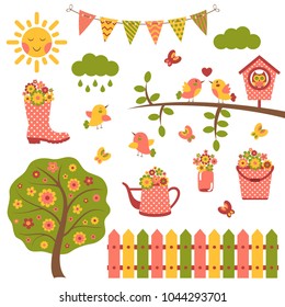 Set of the spring cute icons