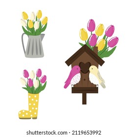 Set of Spring Decorative Elements