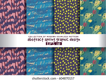 Set spring floral background color seamless pattern.