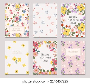 Juego de tarjetas florales de primavera, afiche, banner, volante, plantillas de invitación. Madres con antecedentes digitales, tarjetas de felicitación, invitaciones a duchas de bebé.