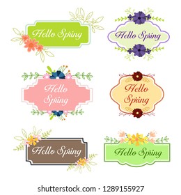 Set of Spring frame background collection banner for card, wedding invitation with cheerful color.