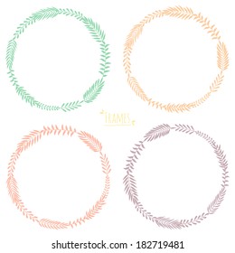 Set of spring frames. Frames of leaves. Elements for design. Spring background. Vector illustration.