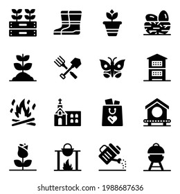 Set of Spring Glyph Icons 