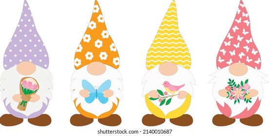 Set spring Gnomes vector illustration