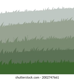 Set of spring green grass horizontal borders. Green grass collection on white background. Flat vector hand drawn illustration.