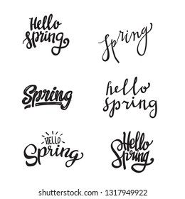 set of spring hand lettering typography vector