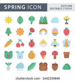 Set of Spring icon in Outline Color style isolated on white background. for your web site design, logo, app, UI. Vector graphics illustration and editable stroke. EPS 10.