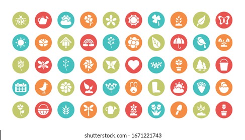set of spring icons , block and flat style icon vector illustration design