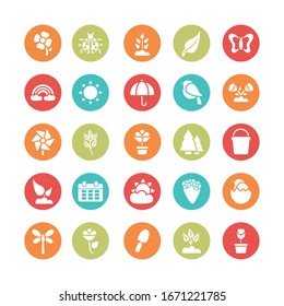set of spring icons , block and flat style icon vector illustration design