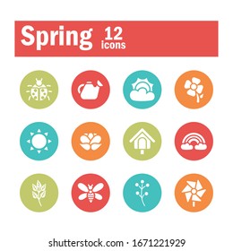 set of spring icons , block and flat style icon vector illustration design