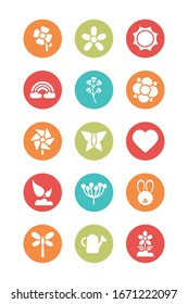 set of spring icons , block and flat style icon vector illustration design