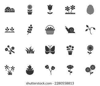 set of spring icons, flower, nature, easter, season