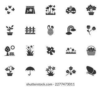 set of spring icons, garden, flowers, easter