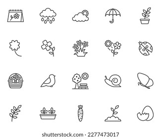 set of spring icons, garden, flowers, easter