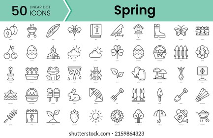 Set of spring icons. Line art style icons bundle. vector illustration