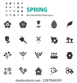 set of spring icons, natural, summer, flower, 