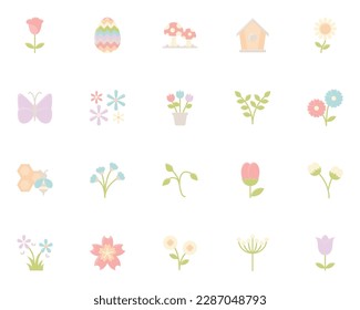 set of spring icons, natural, summer, flower, 