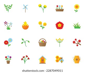 set of spring icons, natural, summer, flower, 