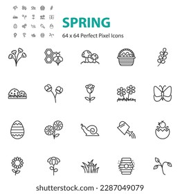 set of spring icons, natural, summer, flower, 