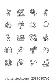 set of spring icons, natural, summer, flower, 
