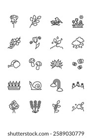 set of spring icons, natural, summer, flower, 