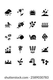 set of spring icons, natural, summer, flower, 