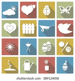 Set of spring icons. Vector illustration
