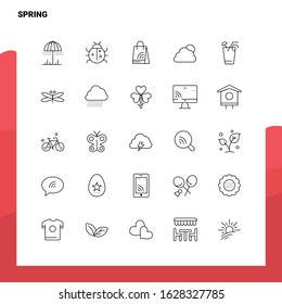 Set of Spring Line Icon set 25 Icons. Vector Minimalism Style Design Black Icons Set. Linear pictogram pack.