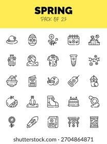 set of Spring Lineal Cut icons for logo and web. Vector illustration 