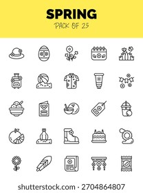 conjunto de iconos de la primavera Lineal para el logotipo y el Web. Ilustración vectorial 