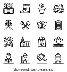 Juego de iconos lineales de primavera 