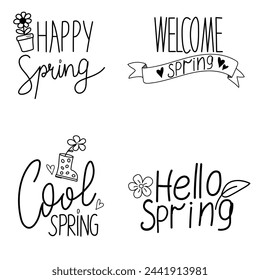 Set von Spring Mood Schriftkarte Design. Vektorgrafik. Satz von Frühjahrs-handgezeichnete Typografie-Designs. Handgeschriebener Schriftzug.