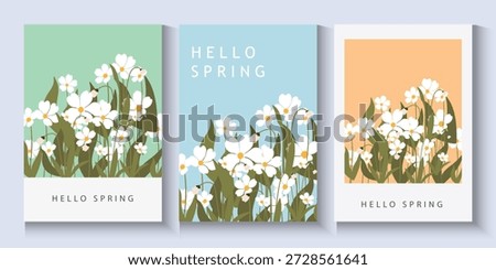 set of spring poster holiday in modern art style. Greeting cards with  flowers in pastel colors and trendy typography.Abstract floral background for Mother's Day, Women's Day March 8, birthday, Easter