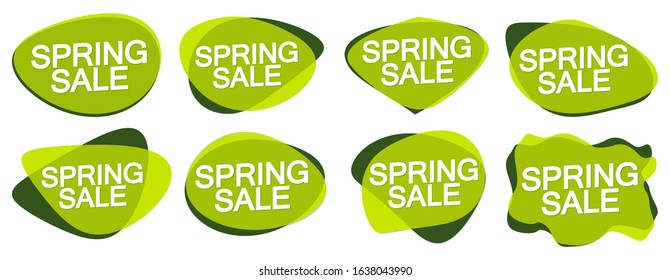Set Spring Sale bubble banners design template, discount tags, app icons, vector illustration
