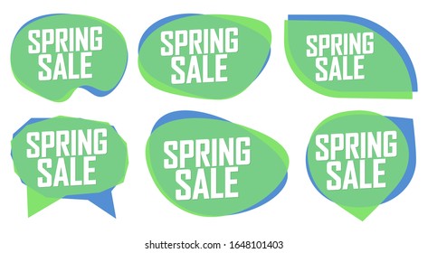 Setzen Sie Spring Sale Blase Banner Design-Vorlage, Discount-Tags, App-Symbole, Vektorillustration-Illustration