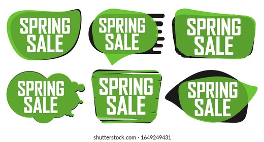 Set Spring Sale bubble banners design template, discount tags, app icons, vector illustration