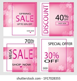 Set of SPRING sale, store website banner templates. Banners for online shopping. Editable  Template. Vector illustrations for posters and newsletters, advertising
