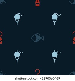 Fijar la escala de primavera, los peces y la pesca flotan en un patrón ininterrumpido. Vector