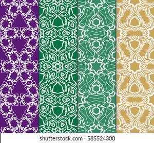 set of spring seamless pattern with geometric floral ornament. vector illustration. template for wallpaper, cover, invitation